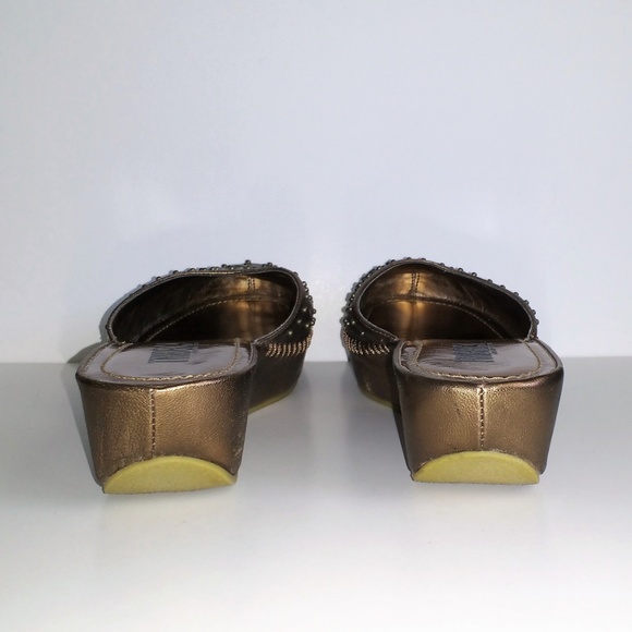 *Tribeca Check Point bronze leather wedges 8M - Picture 3 of 8